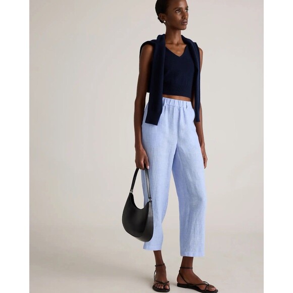 NWT Quince 100% European Linen Pants French Blue Sz SM Minimalist Quiet Luxury - Picture 2 of 7